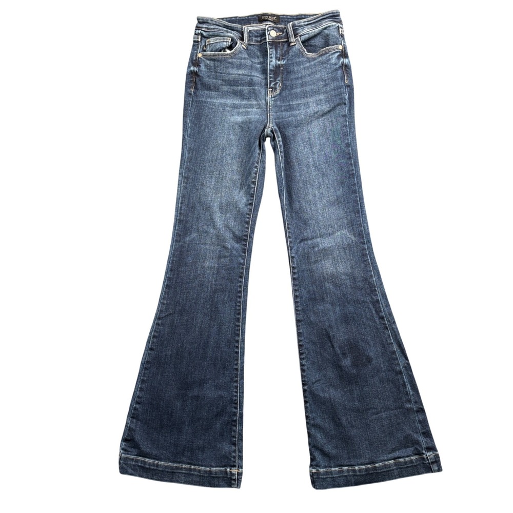 Y2K Judy Blue Flare Jeans Women's 7/28 Dark Wash High Rise Stretch Denim